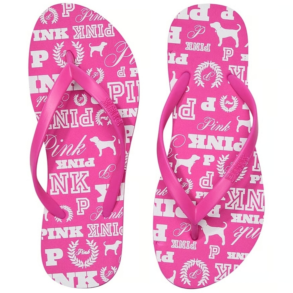Victoria's Secret Pink and White Flip Flops